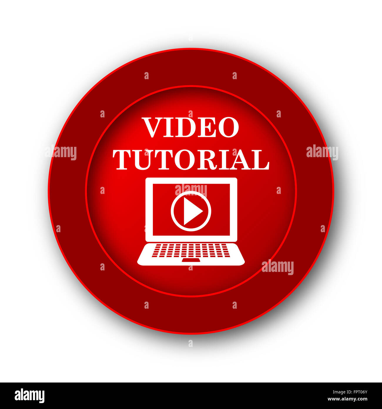 Video tutorial icon. Internet button on white background Stock Photo ...