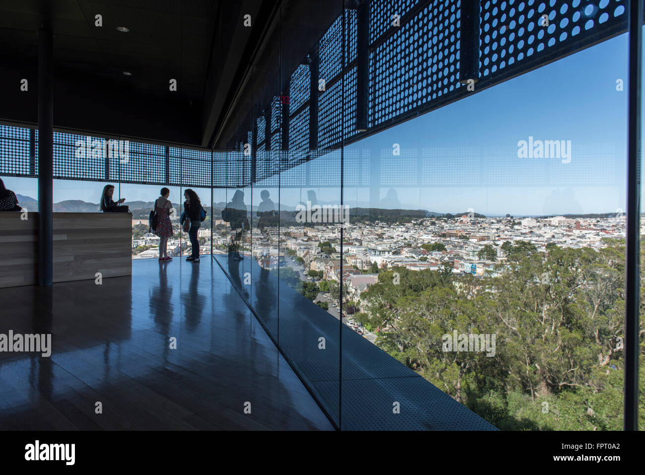 Interior of the Hamon observation tower at the M.H. de Young Museum and Art Gallery in Golden Gate Park, San Francisco, CA, USA Stock Photo