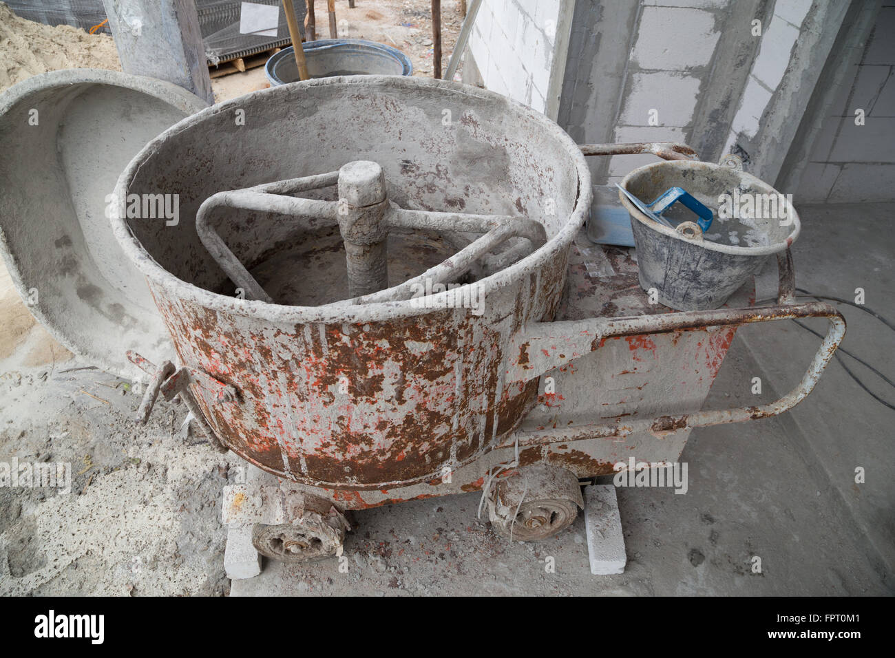 old cement concrete mixer at construction site Stock Photo Alamy