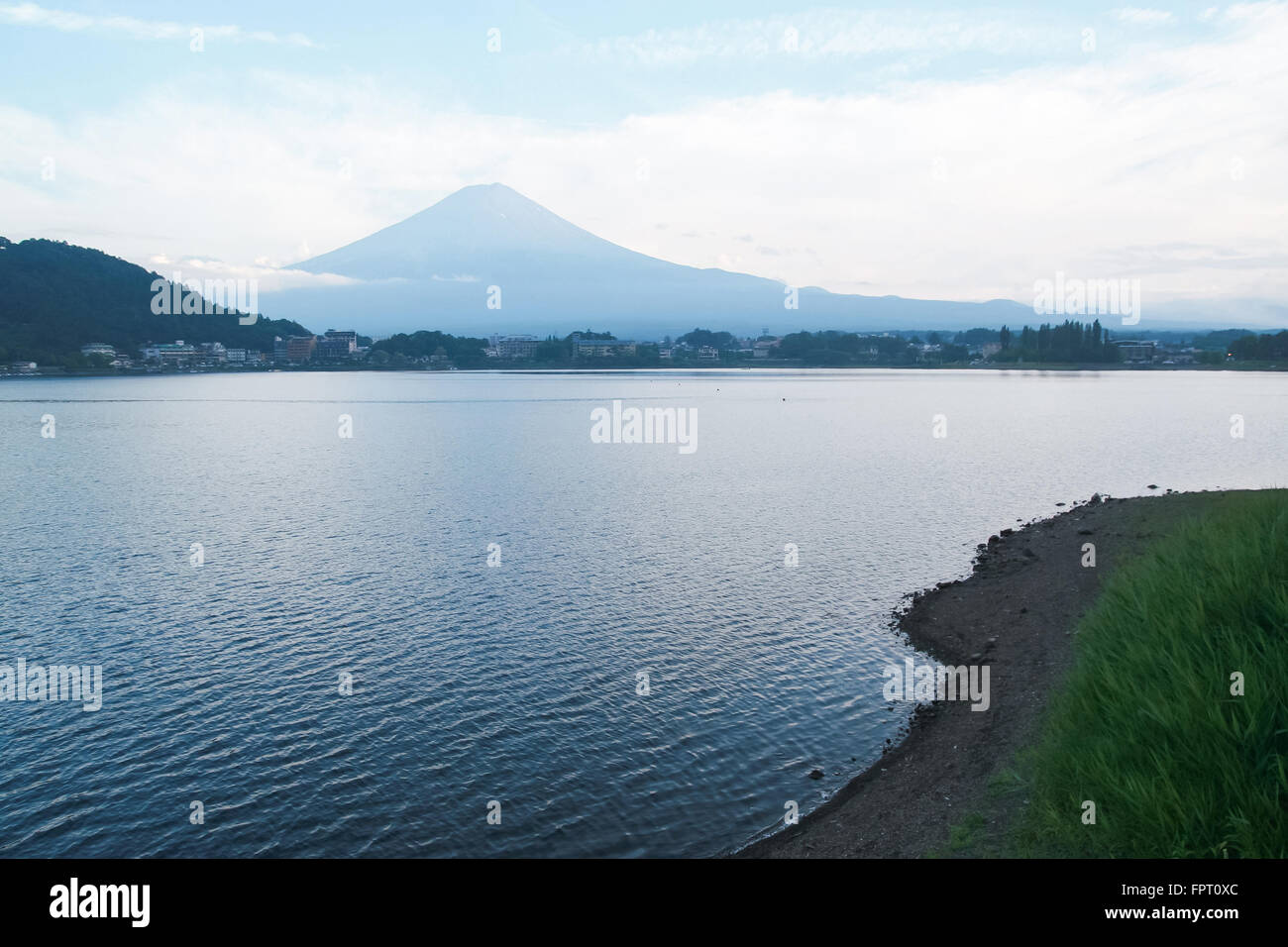 landscape of Mountain Fuji and a lake on the foot of it Stock Photo