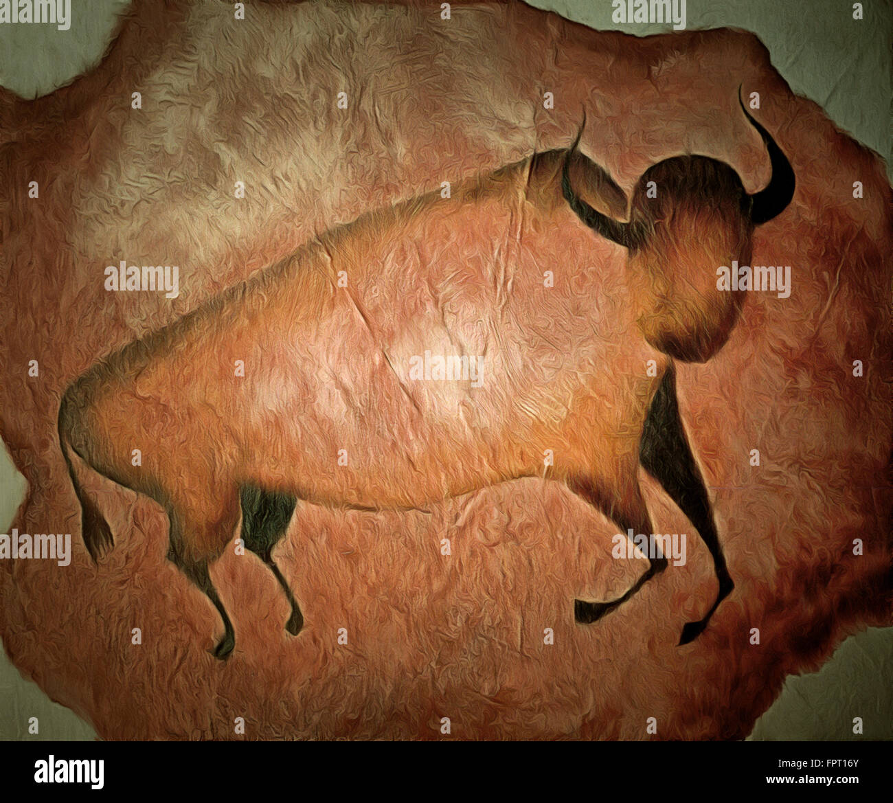 Bull like cave painting - primitive art Stock Photo
