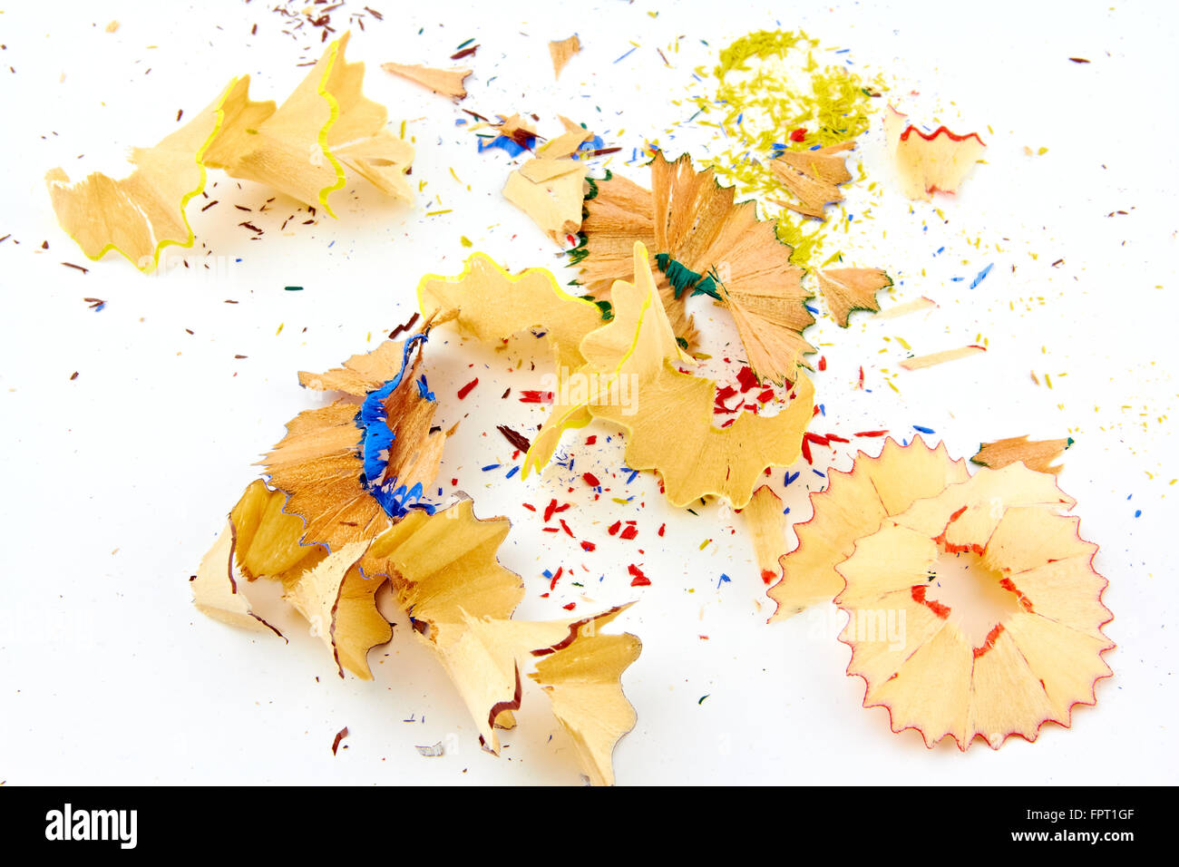 Shavings and graphite from sharpening colored wood crayons, or pencils ...