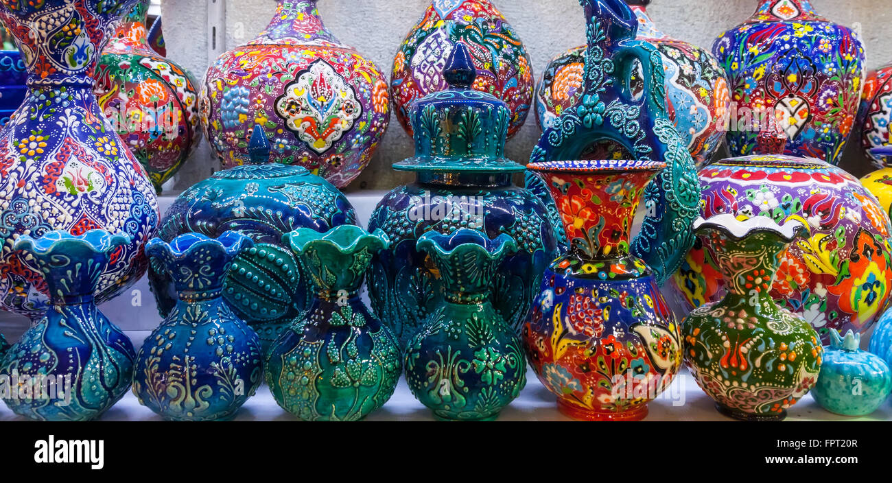 Classical Turkish ceramics on the market Grand Bazaar Stock Photo