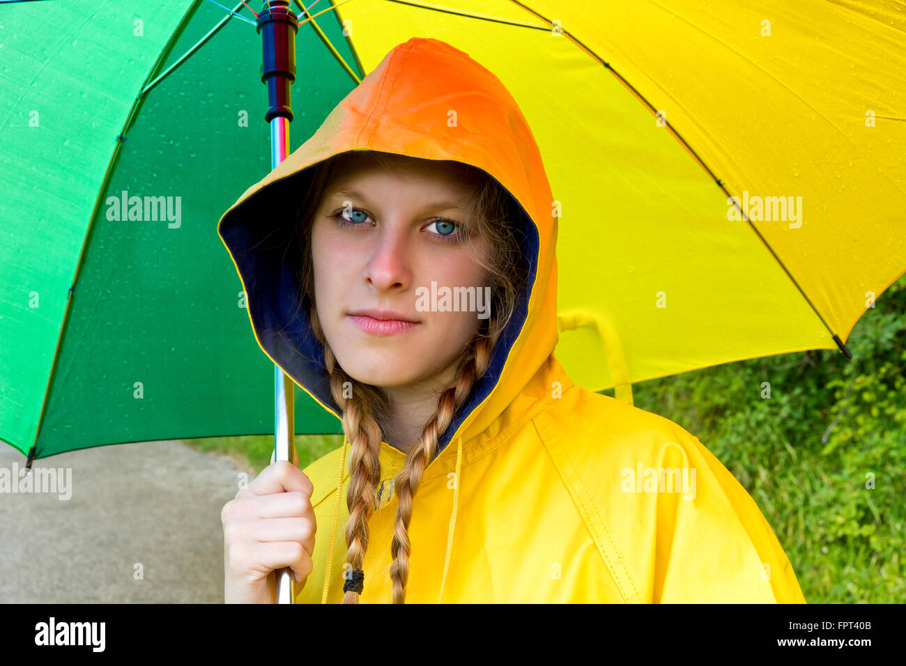 Thoughtful girl in the rain Stock Photo Alamy