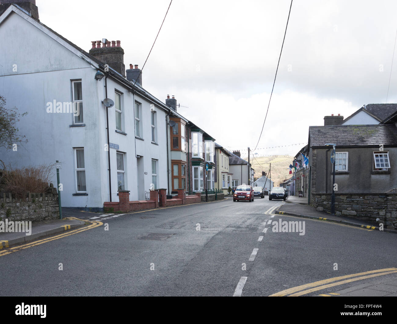 Church Street in Llandysul, West Wales. Stock Photo