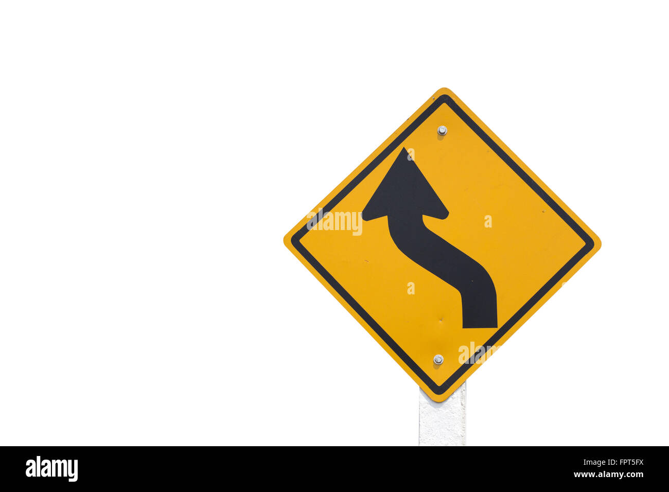 Curved Road Traffic Sign isolated on white background Stock Photo