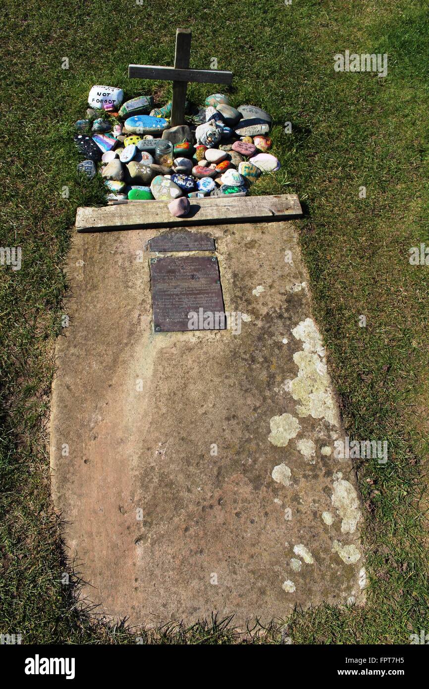 Sambo's grave in a field on the edge of Morecambe Bay near Sunderland point, Lancashire, England. Stock Photo