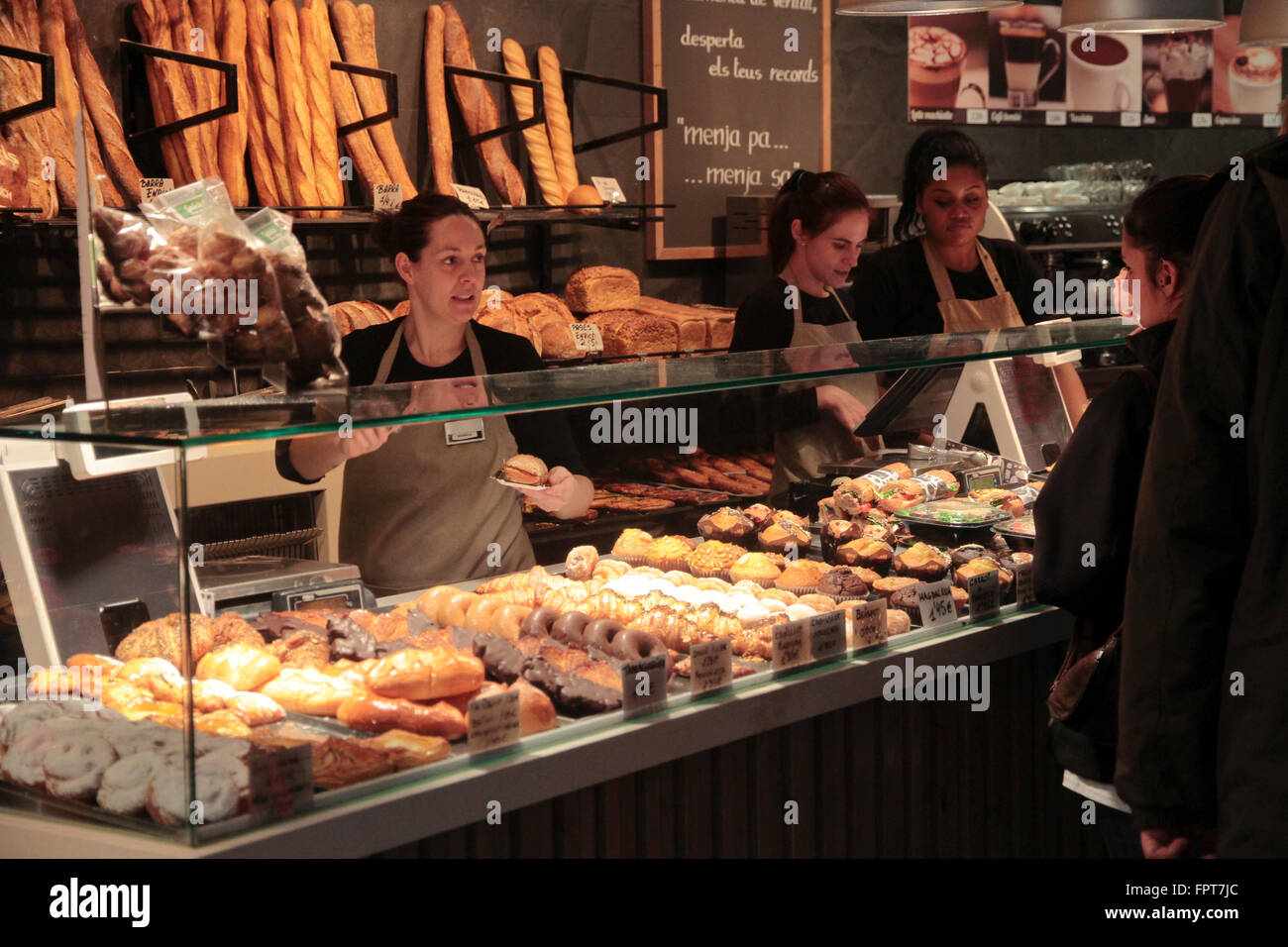 Bakery stall Market Olivar, Palma de Mallorca, typical historical
