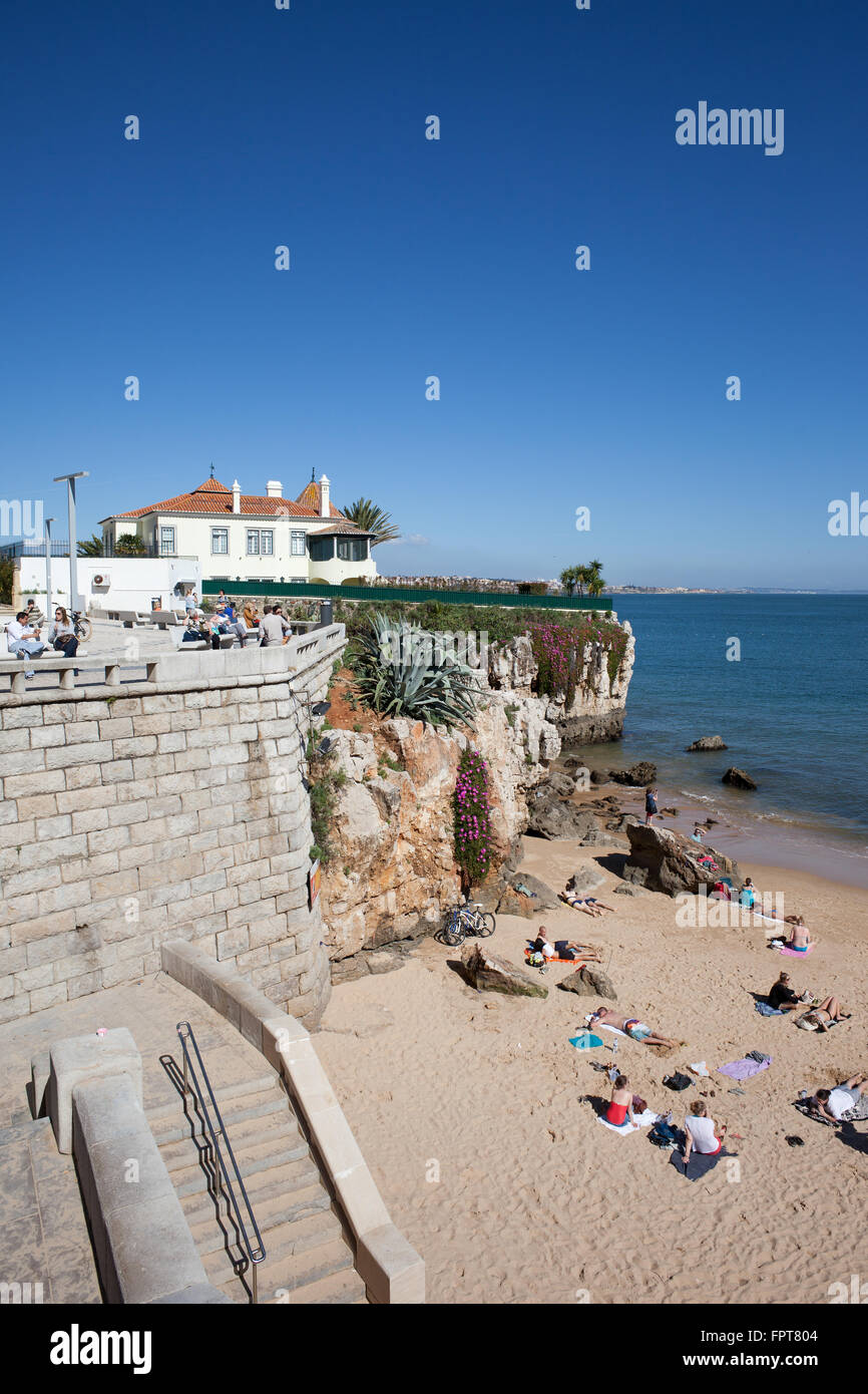 Portugal, Cascais resort town, Praia Da Rainha beach, Atlantic Ocean coast Stock Photo