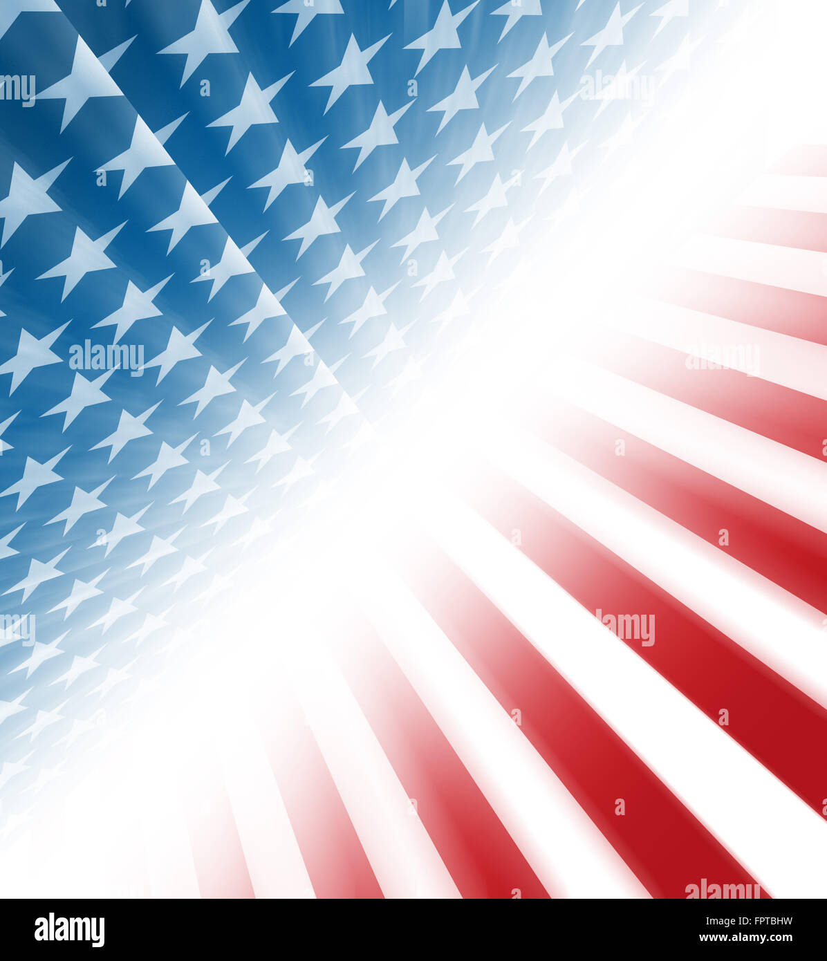 American stars and stripes coming from a perspective on a diagonal Stock Photo