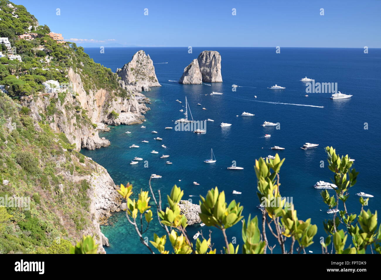 Gorgeous landscape of famous faraglioni rocks on Capri island, Italy ...