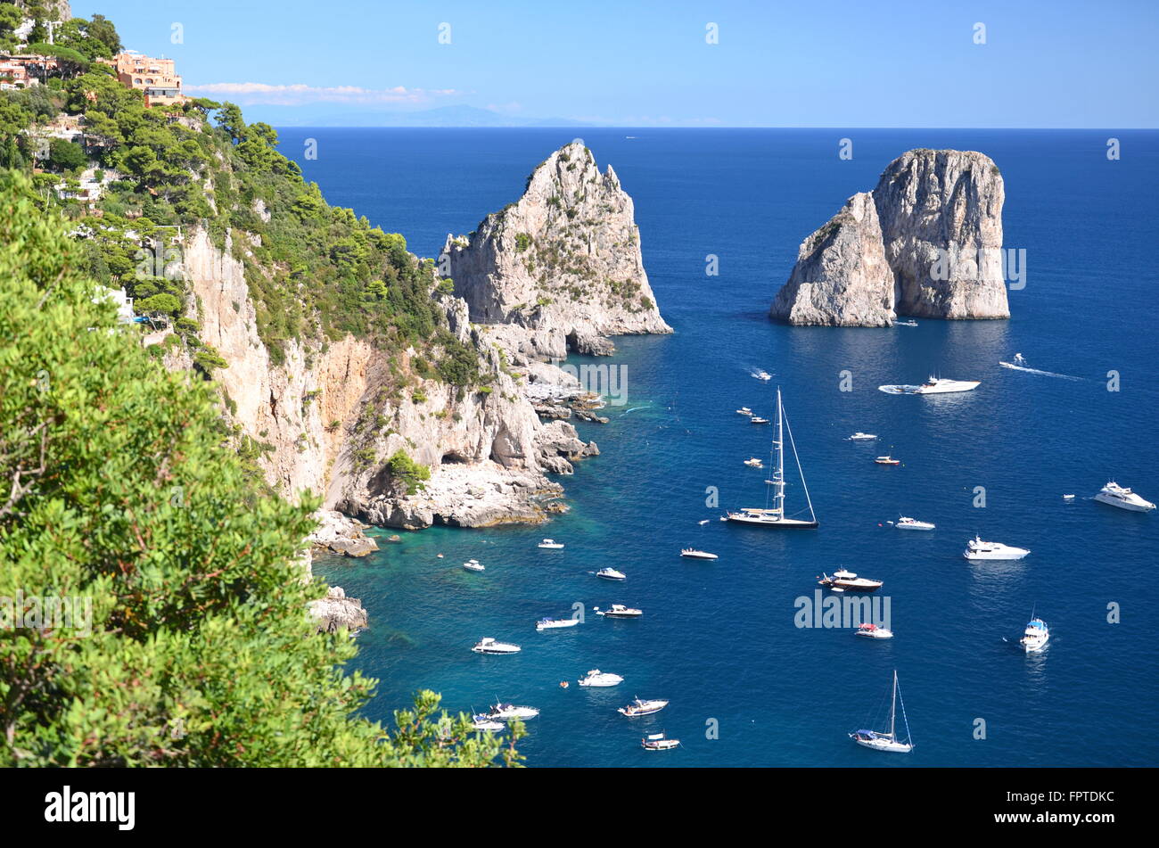 Fraglioni Rocks Gorgeous landscape of famous faraglioni rocks on Capri island, Italy ...