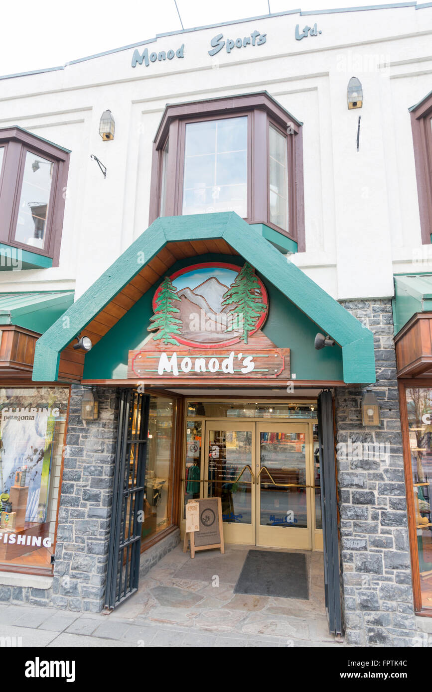 The Monods Sports Ltdoutdoor clothing store or shop in Banff Avenue Banff Canada Stock Photo