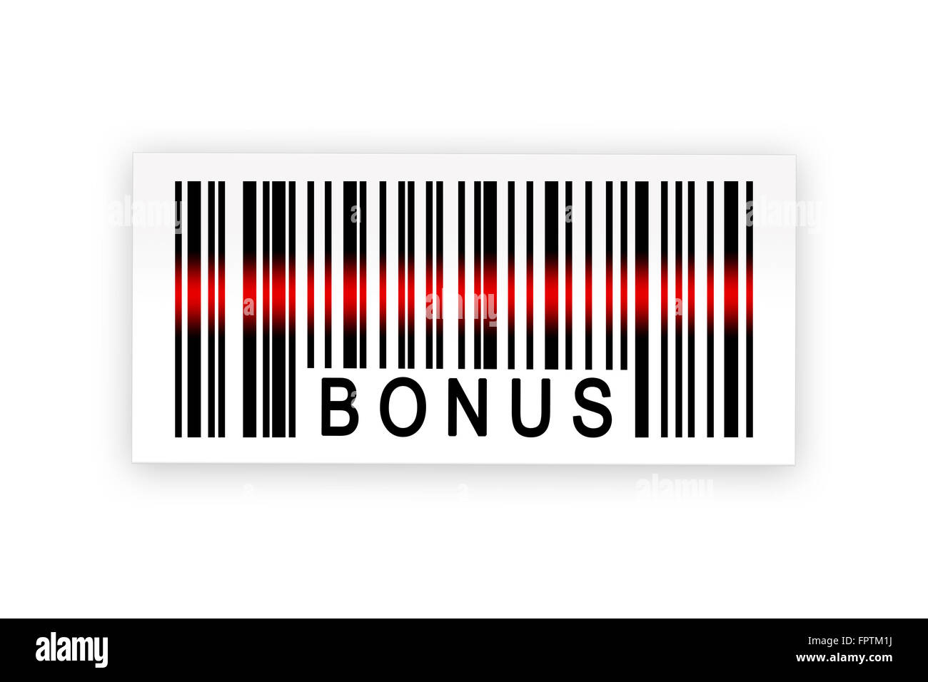bonus barcode label with shadow on white background Stock Photo