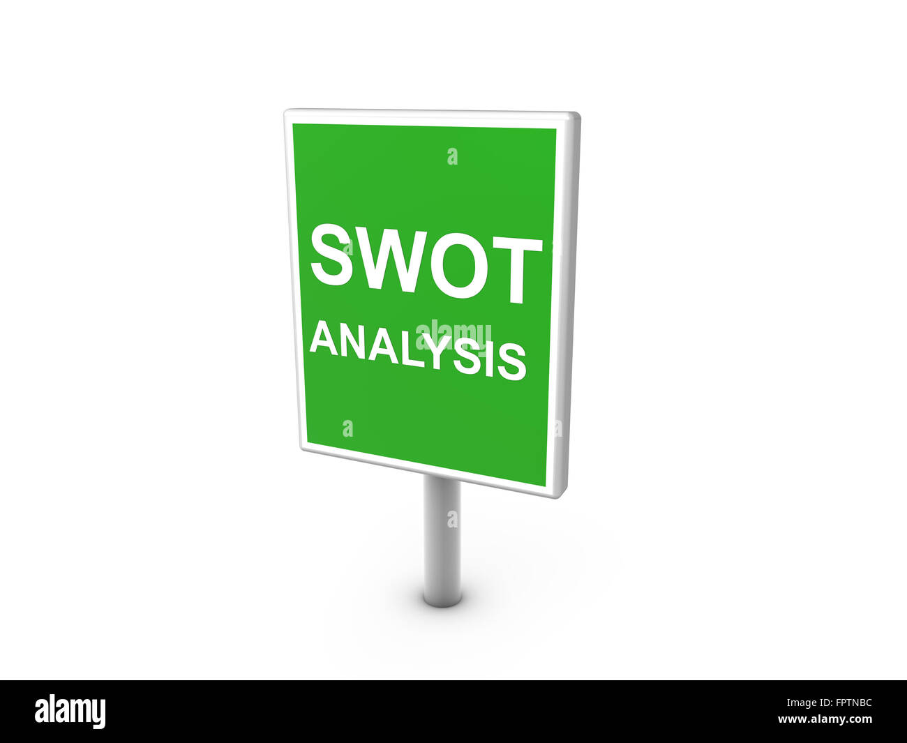 3D render of sign board with SWOT Analysis text Stock Photo