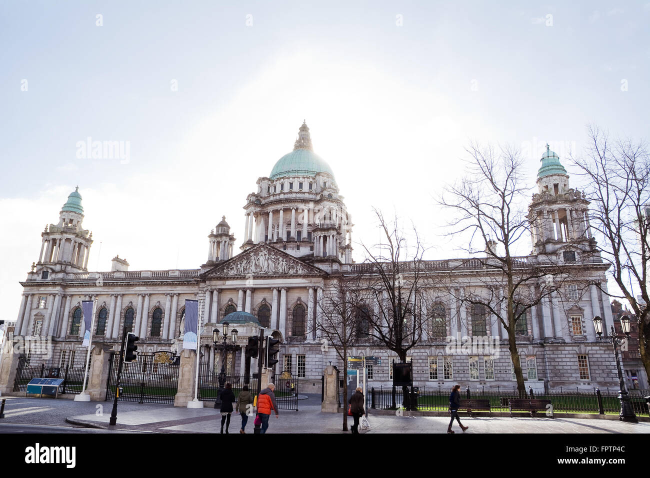 Belfast City Hall in backlight Stock Photo