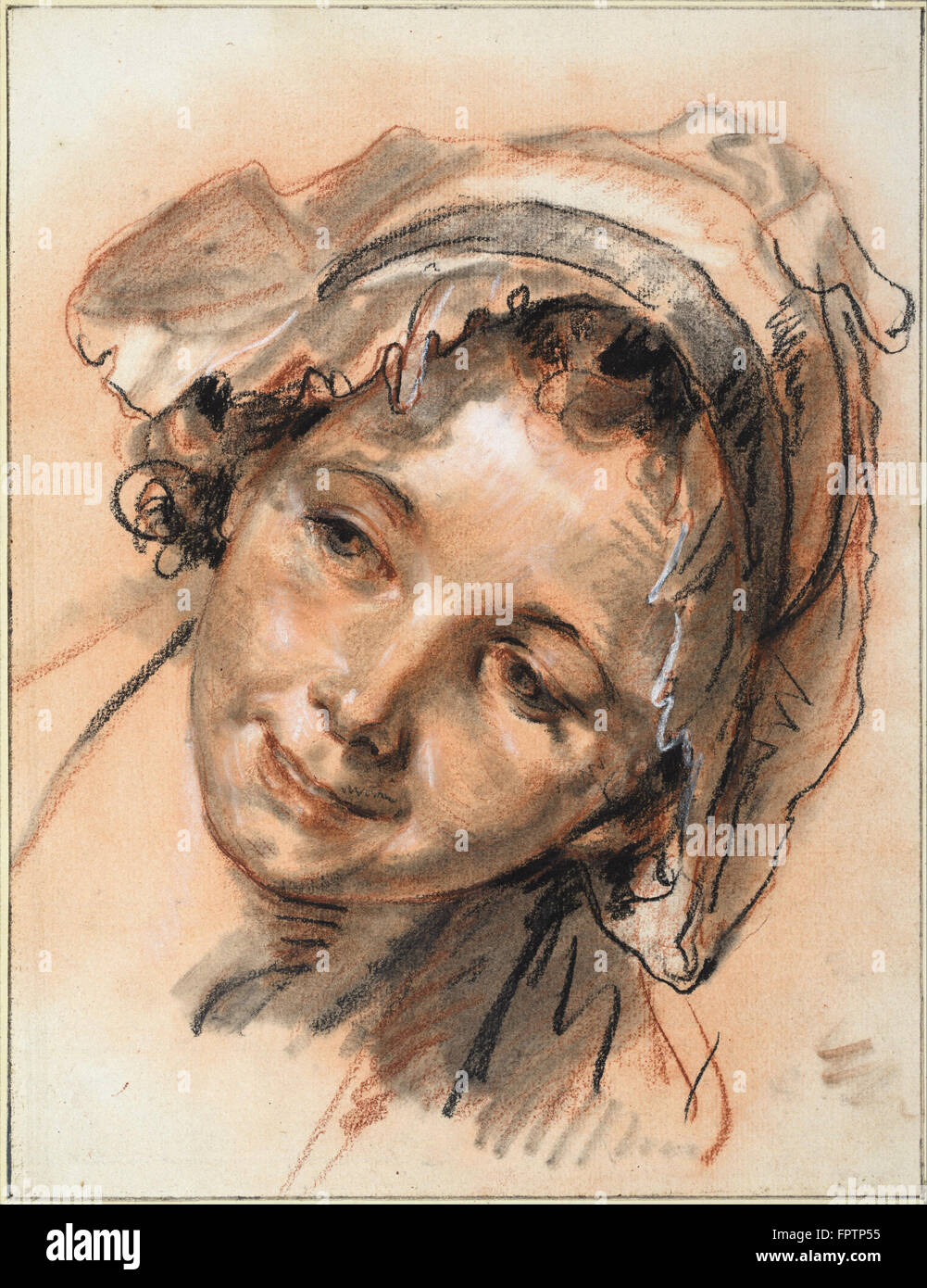 Jean Baptiste Greuze - Head of Smiling Girl -  c. 1765 Stock Photo