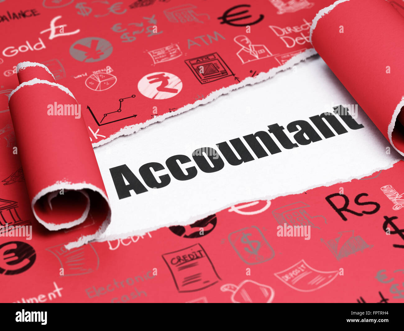 Money concept: black text Accountant under the piece of torn paper ...