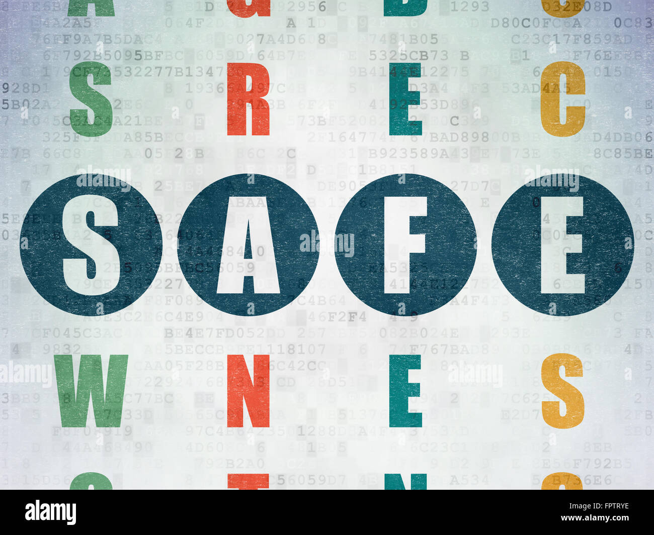 Security concept: Painted blue word Safe in solving Crossword Puzzle on ...