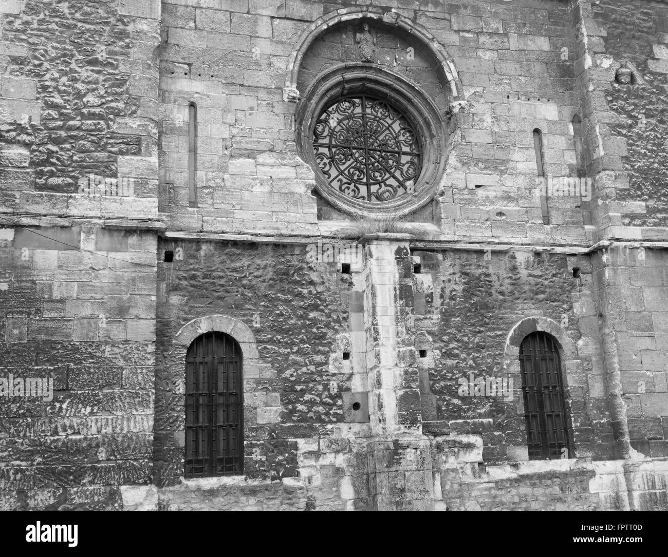 Old church windows in Oviedo, Spain Stock Photo