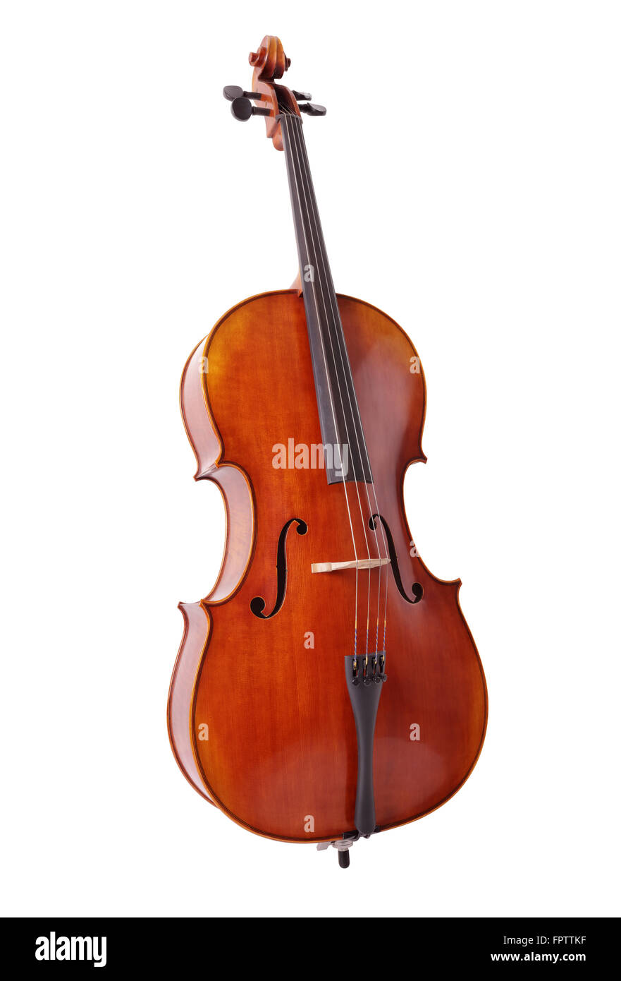 Cello isolated on white background for music, lessons and education concepts Stock Photo