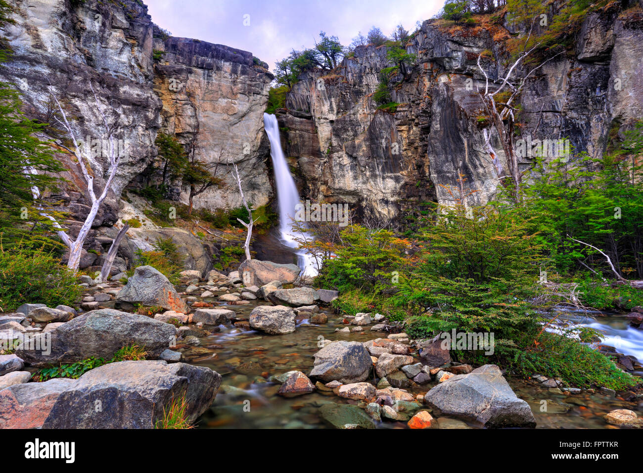 'Chorrillo del Salto' El Chalten, Santa Cruz, Patagonia Argentina Stock Photo