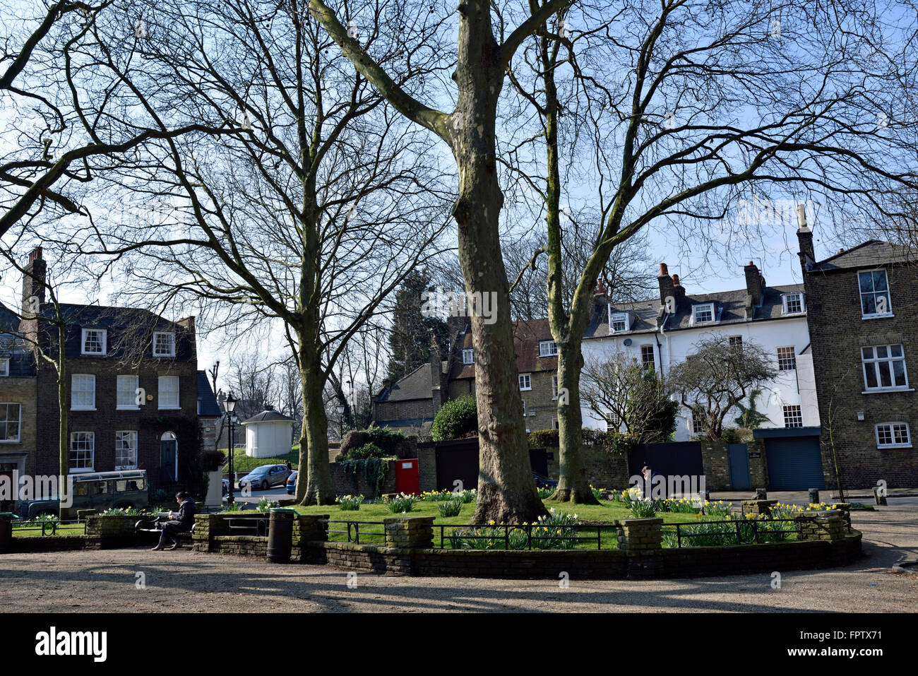 Pond Square in Spring, Highgate Village London England Britain UK Stock