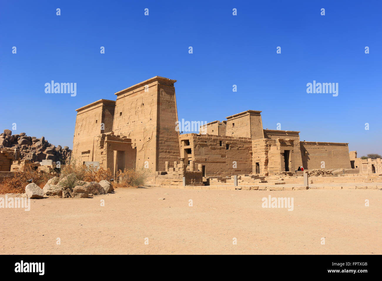 Graeco-Roman Temple of Philae  dedicated to the cult of Isis in near Aswan,  Egypt Stock Photo