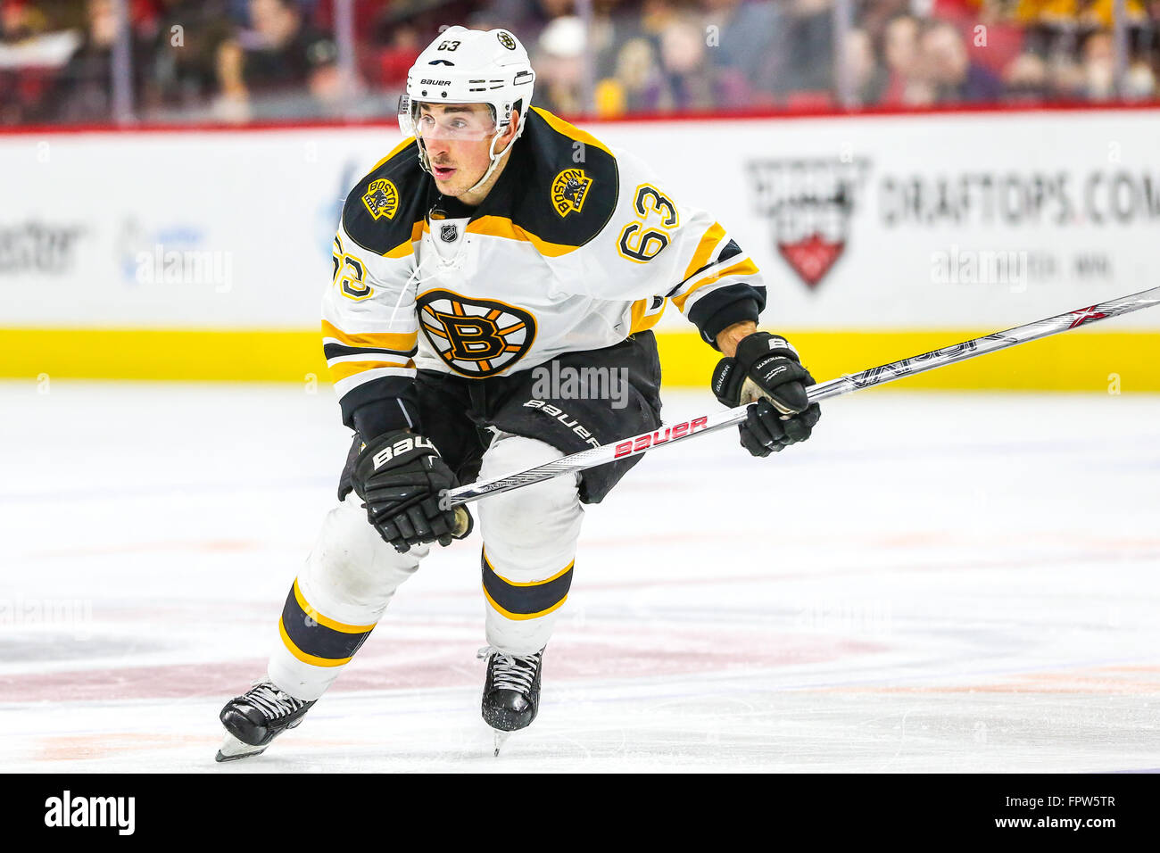 Boston Bruins left wing Brad Marchand (63) during the NHL game between the  Boston Bruins and the Carolina Hurricanes at the PNC Arena Stock Photo -  Alamy