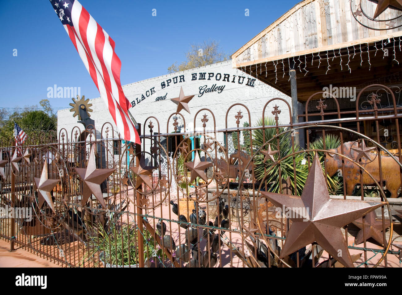 The Hill Country is dotted with galleries and trendy shops such as the Black Spur Emporium in Johsnon City, Texas, USA Stock Photo