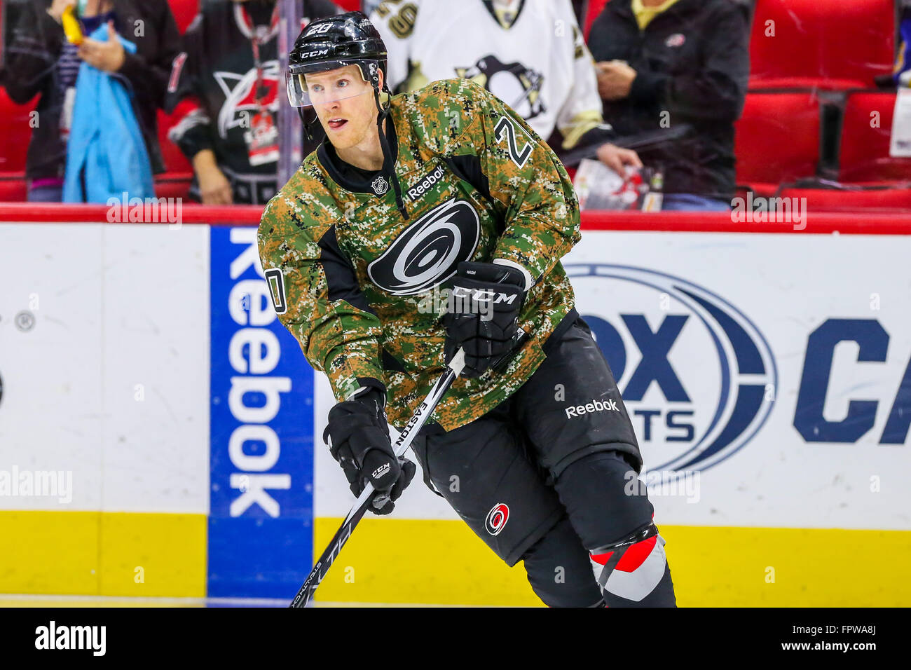 Carolina Hurricanes center Riley Nash (20) during the NHL game between ...