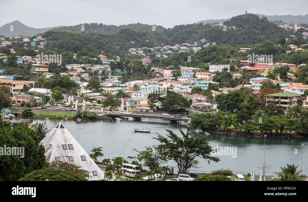 Castries City, Saint Lucia- Harbor in this little Caribbean nation. Stock Photo