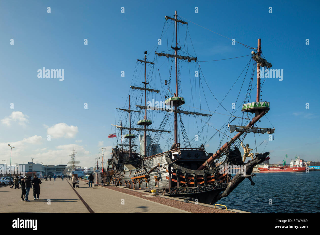 Sail ship 'Dragon' in Gdynia, Poland. Stock Photo