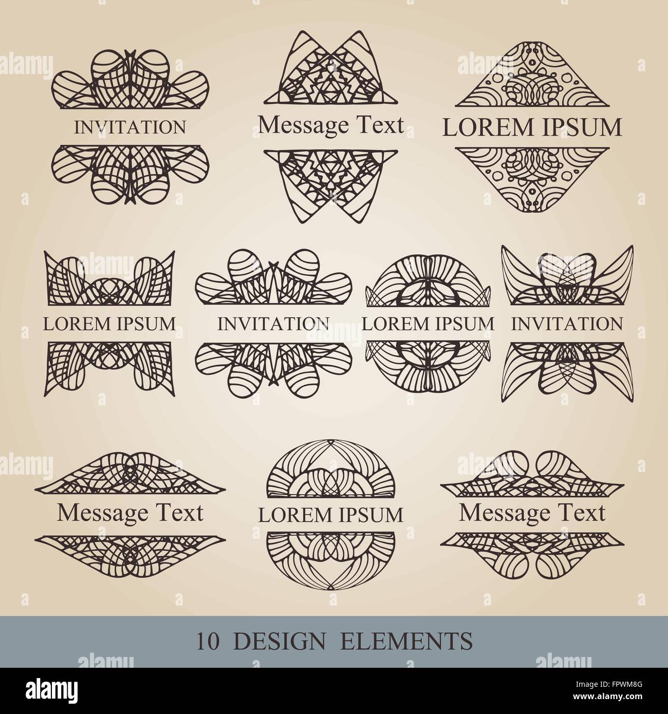 Calligraphic elements vintage set . Vector frame ornament Stock Vector ...