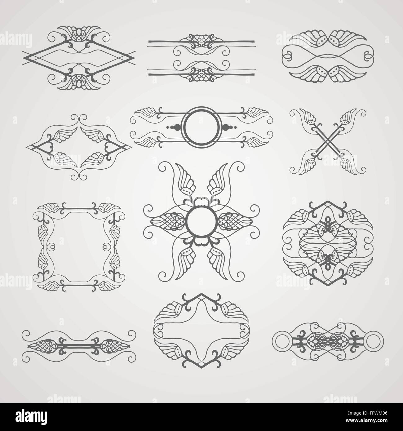 Calligraphic elements vintage set . Vector frame ornament Stock Vector ...