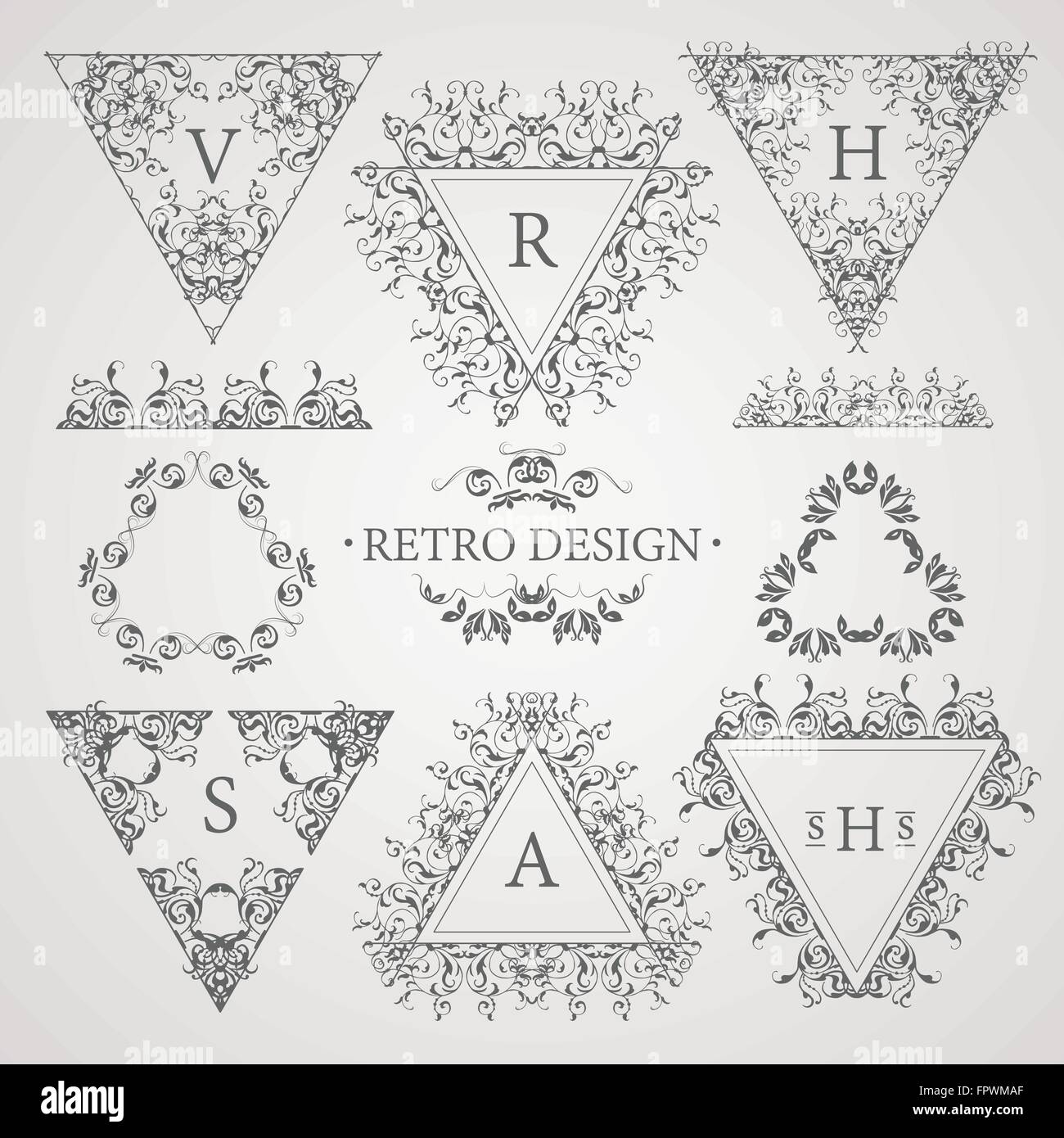 Calligraphic elements vintage set . Vector frame ornament Stock Vector ...