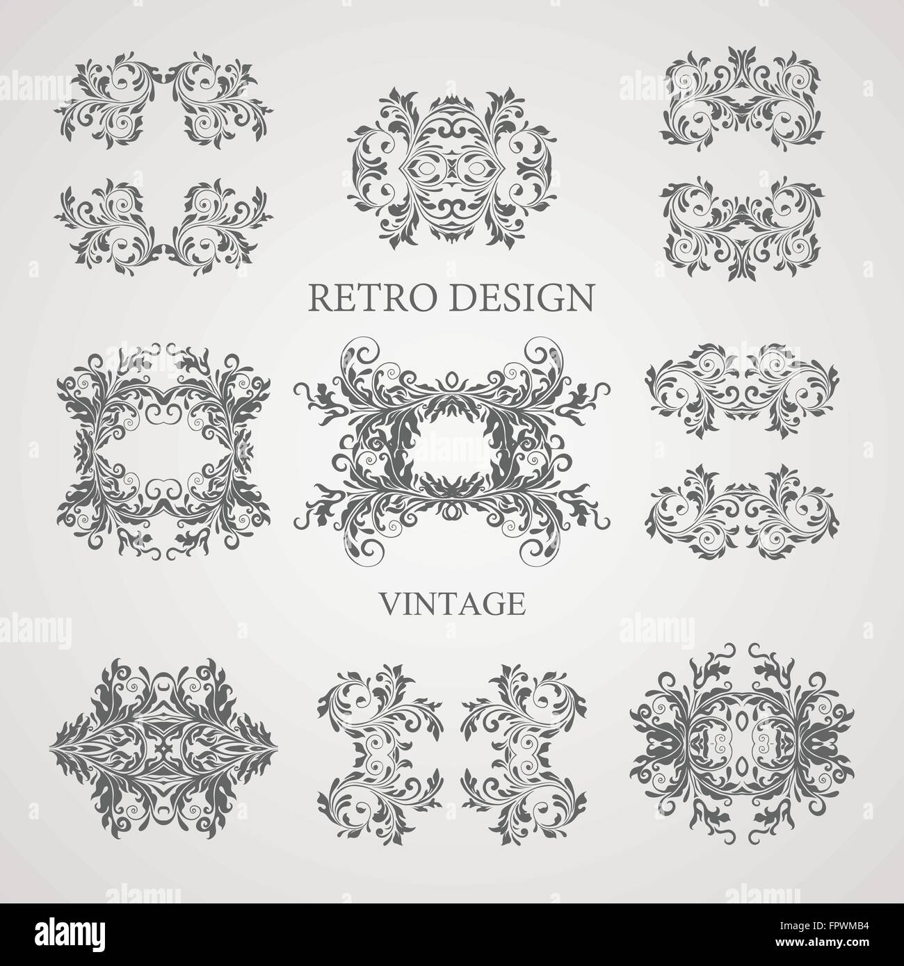 Calligraphic elements vintage set . Vector frame ornament Stock Vector ...