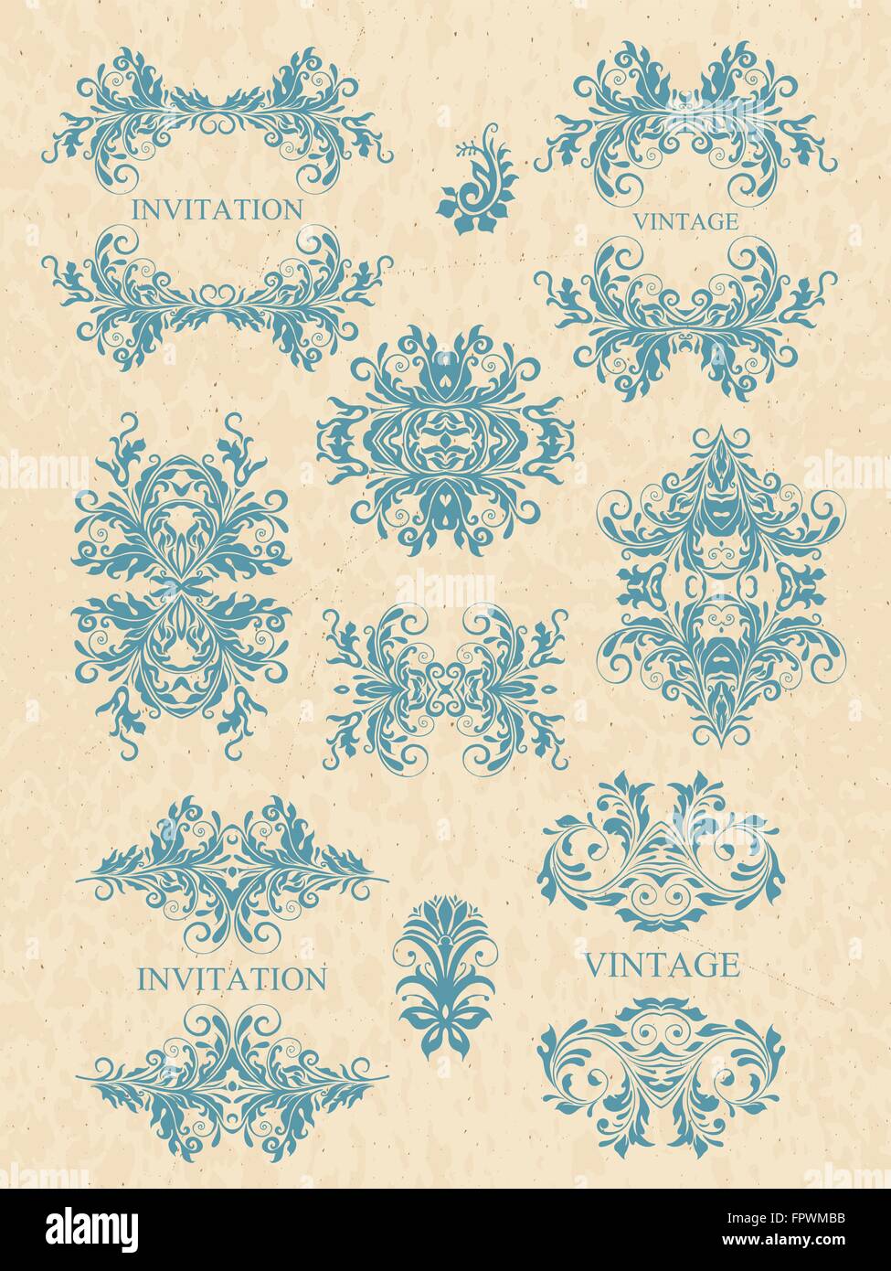 Calligraphic elements vintage set . Vector frame ornament Stock Vector ...