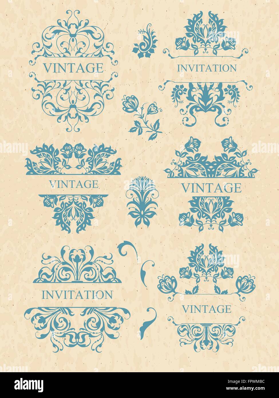 Calligraphic elements vintage set . Vector frame ornament Stock Vector ...