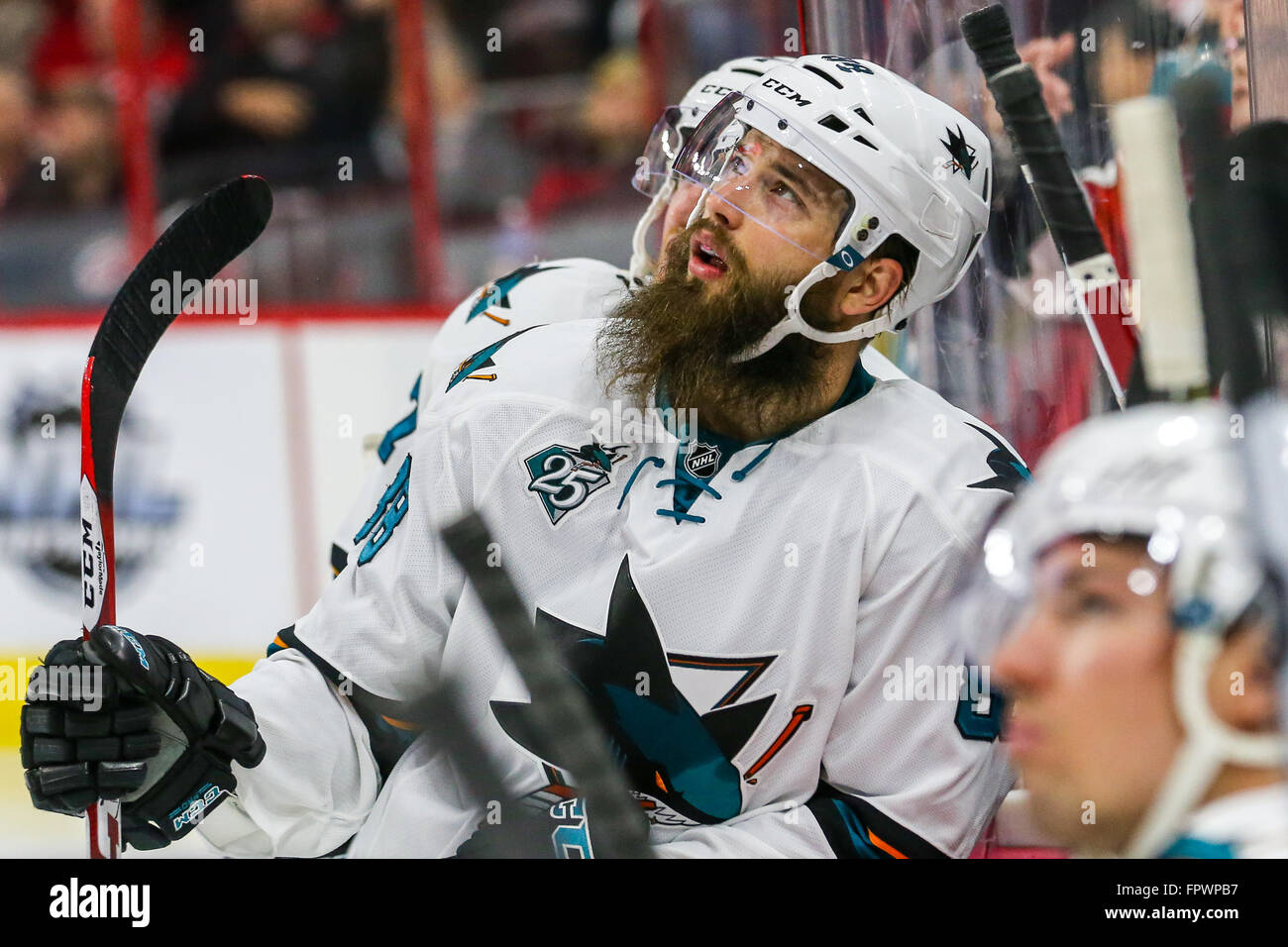 January 21, 2015: San Jose Sharks defenseman Brent Burns (88) in action  during the NHL hockey game between the Los Angeles Kings and the San Jose  Sharks at the SAP Center in