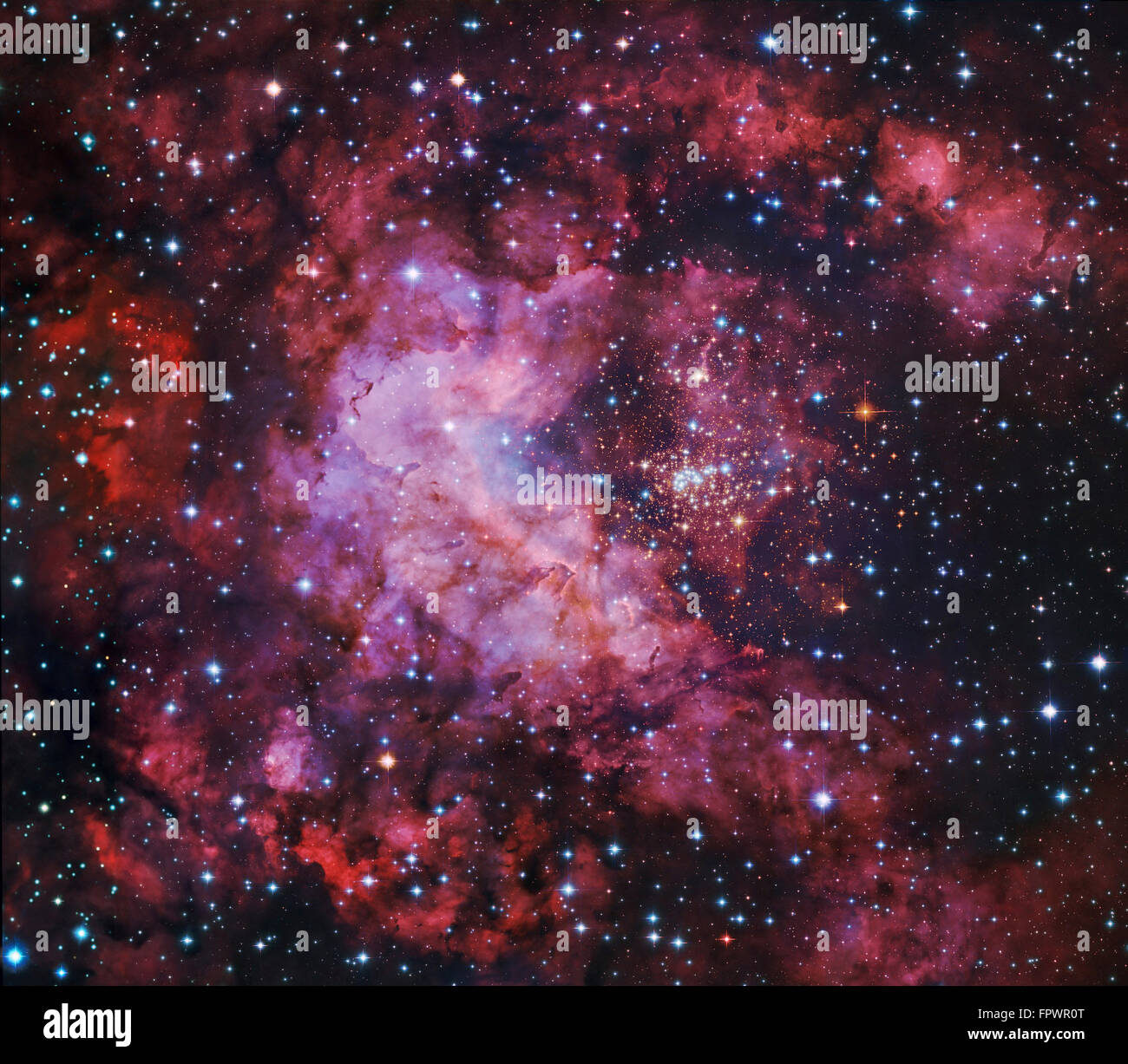 Westerlund 2 (Gum 29) star cluster in Carina. Stock Photo