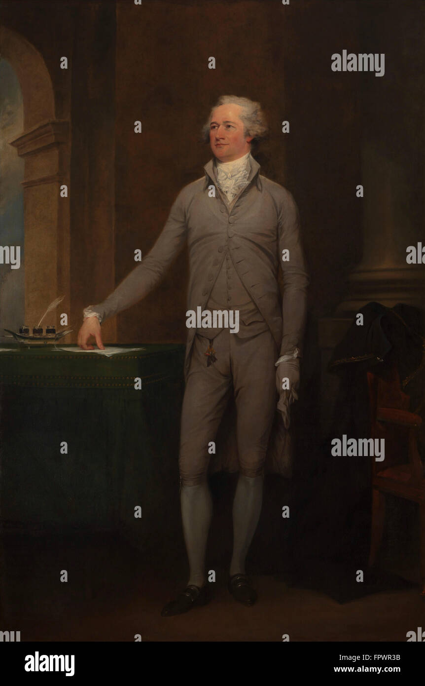 Vintage American History painting of Alexander Hamilton. Original by John Trumbull, oil on canvas, 1792. Stock Photo