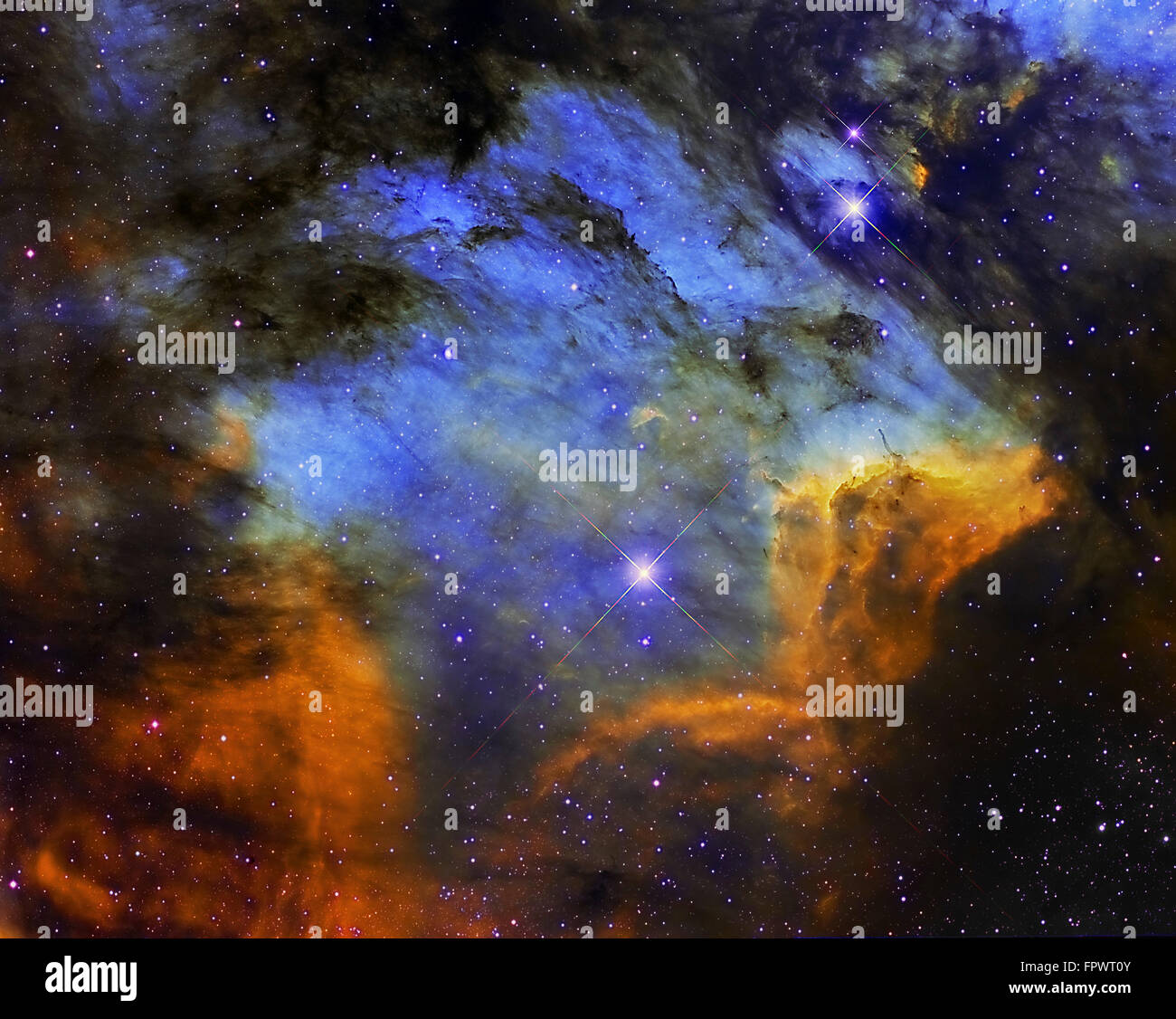 A colorful Pelican Nebula in the constellation Cygnus. Stock Photo