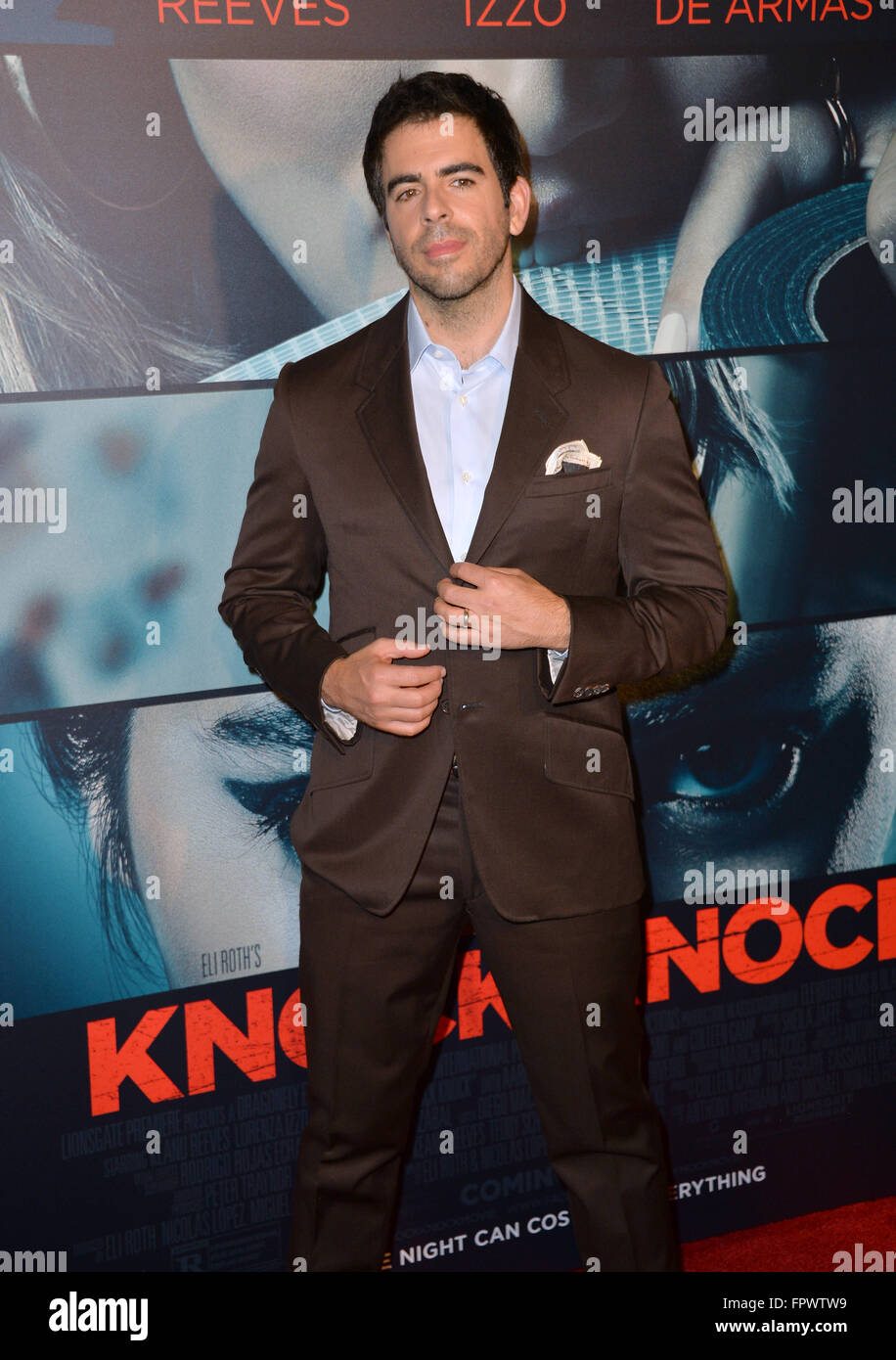 LOS ANGELES, CA - OCTOBER 7, 2015: Director Eli Roth at the Los Angeles ...