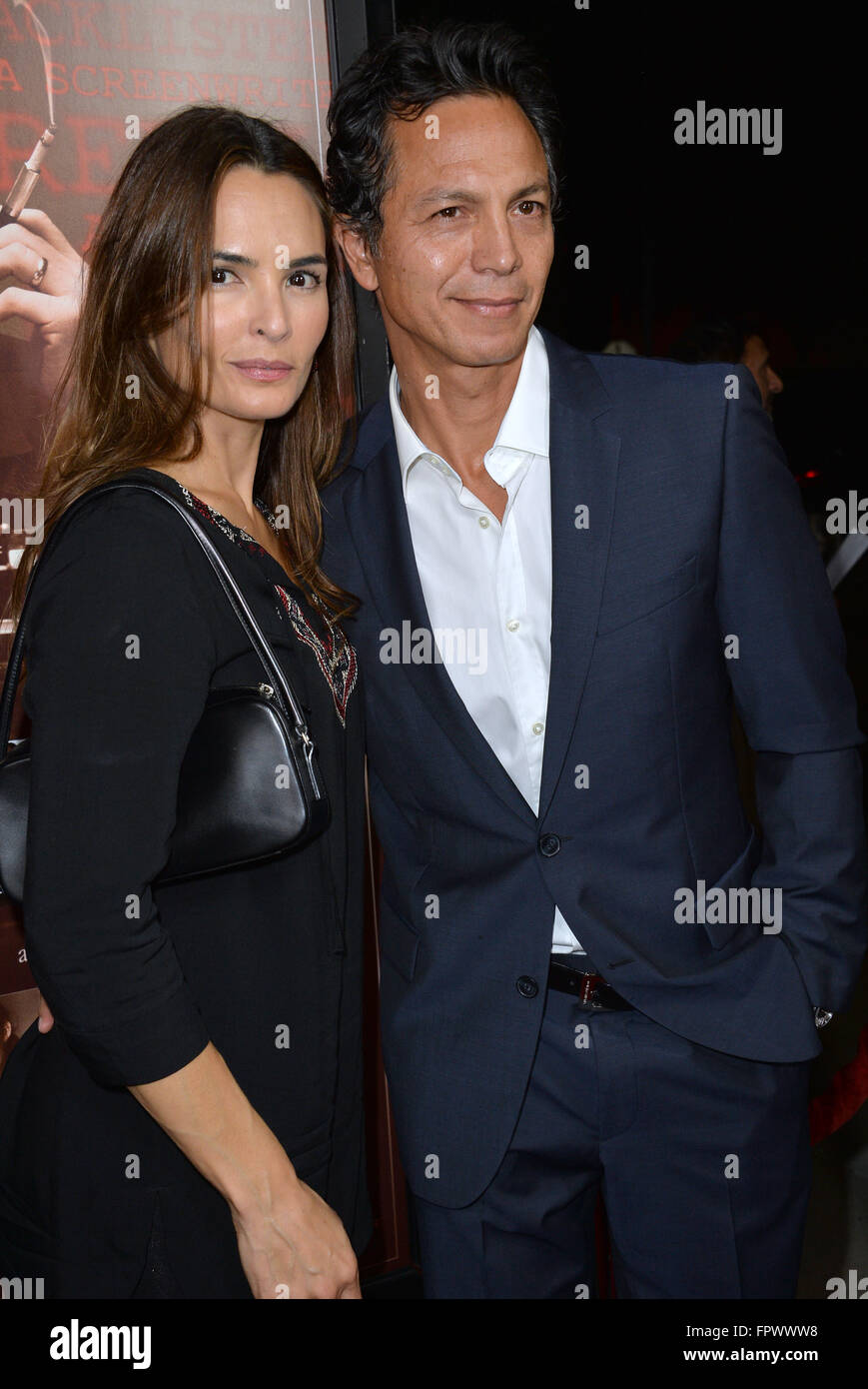 LOS ANGELES, CA - OCTOBER 27, 2015: Benjamin Bratt & wife Talisa Soto at the US premiere of 'Trumbo' at the Academy of Motion Picture Arts & Sciences, Beverly Hills. Stock Photo