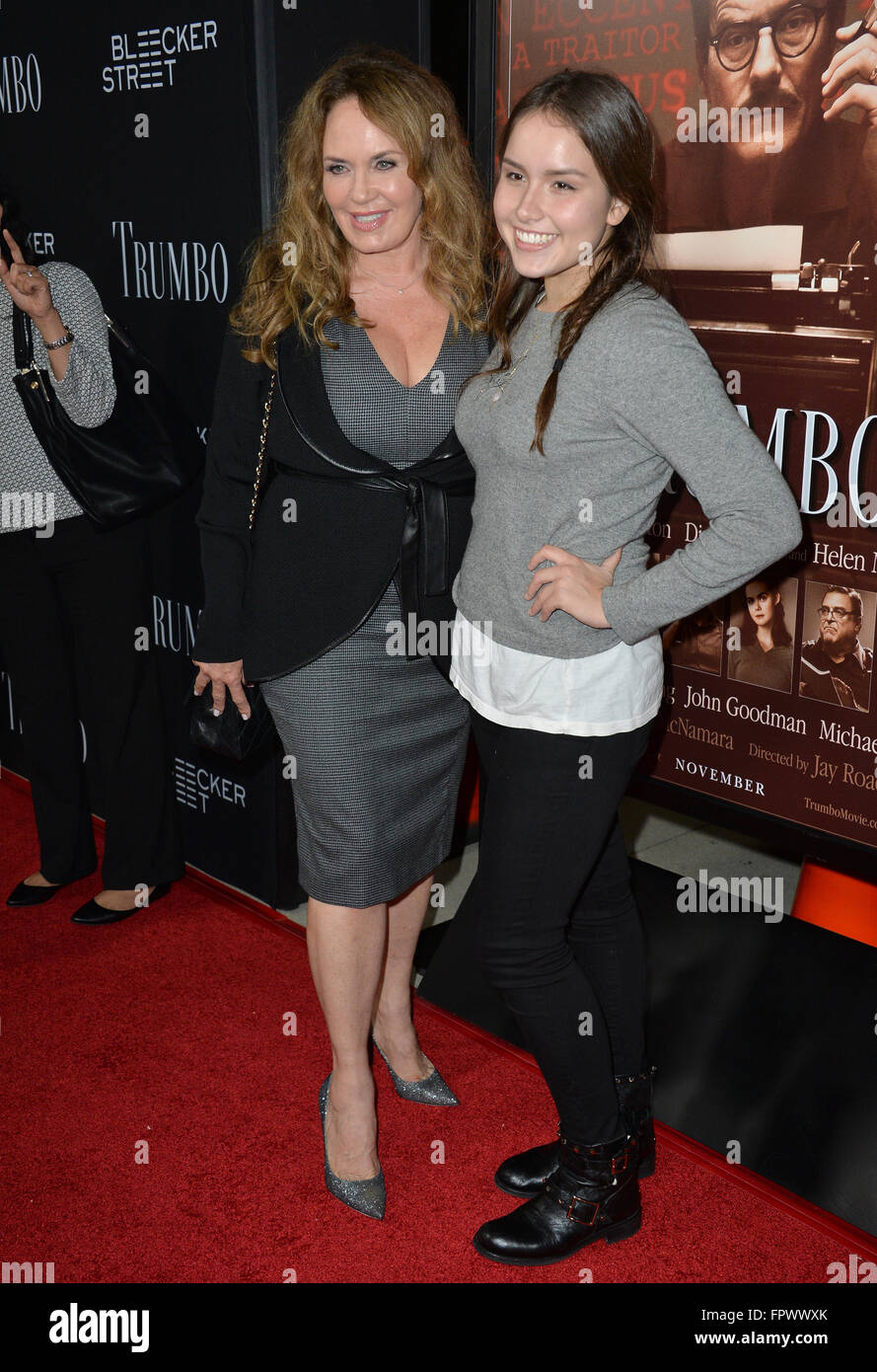 LOS ANGELES, CA - OCTOBER 27, 2015: Actress Catherine Bach & daughter Sophia Isabella Lopez at