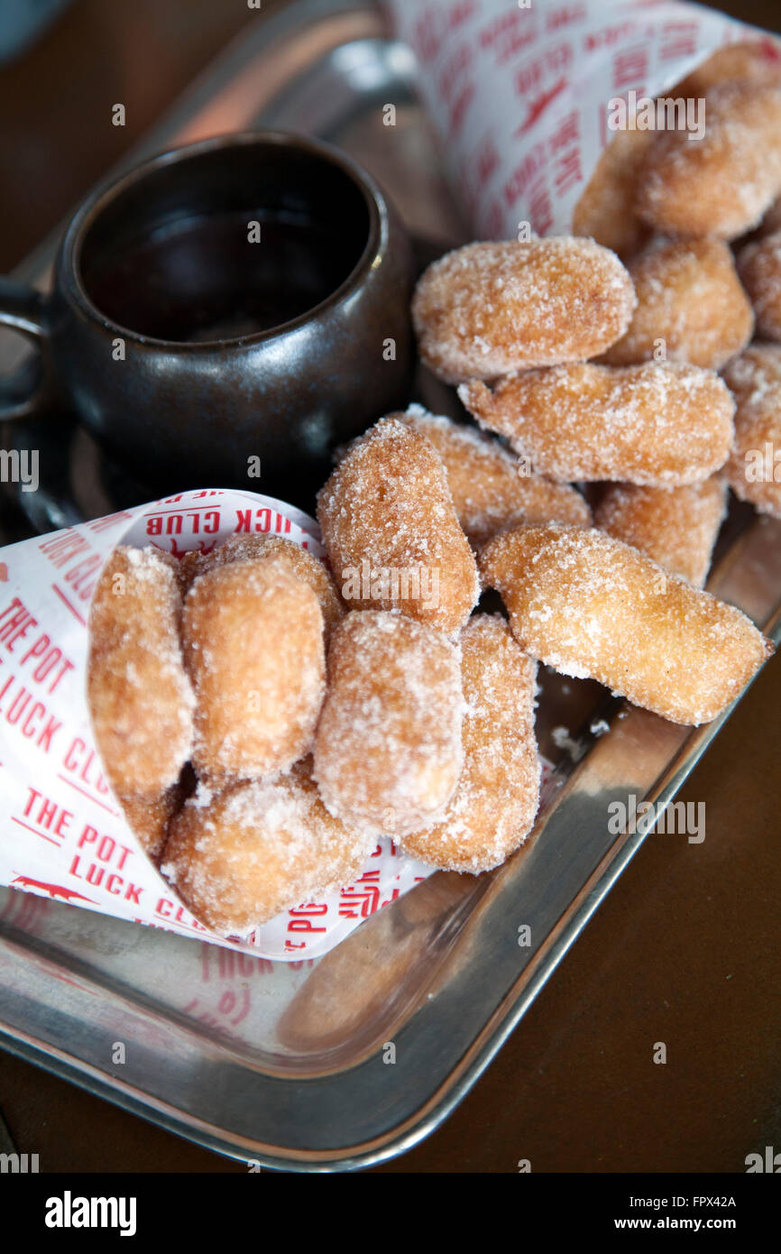 Pot Luck Club Restaurant in Woodstock, Tonka Bean Churros - Cape Town - South Africa Stock Photo