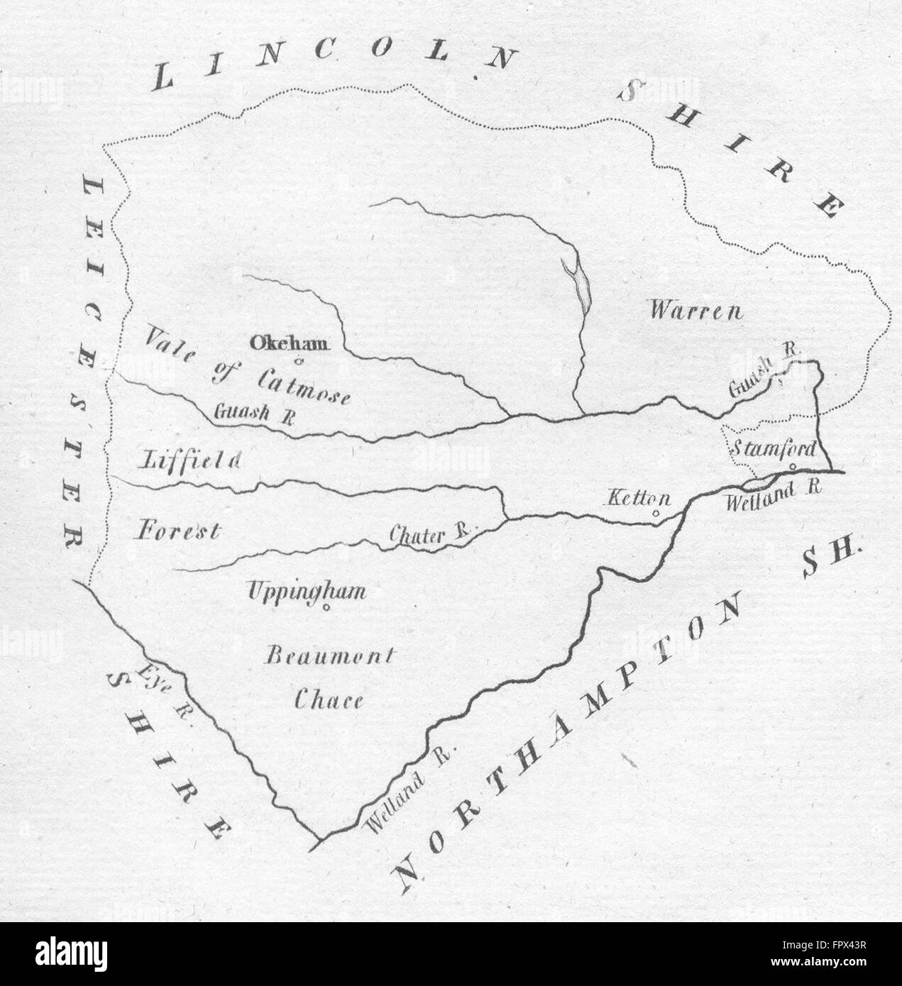 RUTLAND: Rutlandshire: AIKIN: (5th Edition), 1803 antique map Stock Photo