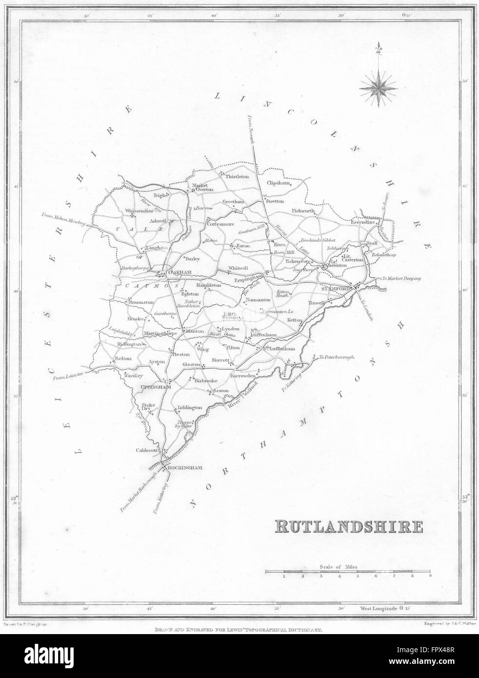 RUTLAND Rutlandshire Lewis, 1831 antique map Stock Photo Alamy