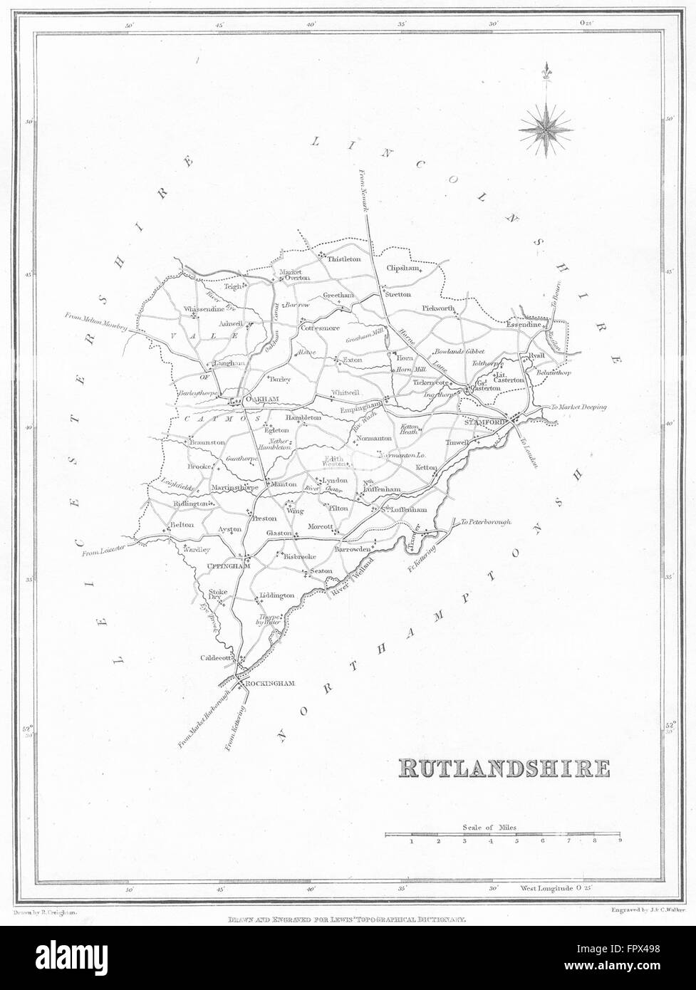 RUTLAND Rutlandshire Lewis, 1835 antique map Stock Photo Alamy